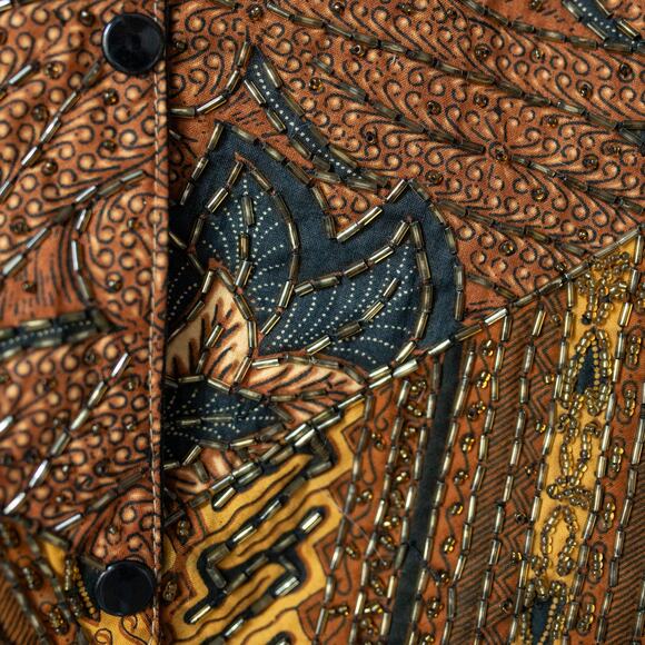 Ana Mori Vintage Beaded Vest - Made in Indonesia - Bold Ethnic Print - O/S - Picture 6 of 10